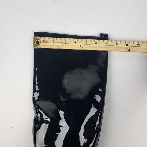 Aerosoles Slalom Knee High Boots Pull on Lug Sole Black Wet look 7M - Picture 6 of 13